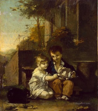 プルードン ピエール ポール ZZZ ウサギと子供たち Oil Paintings